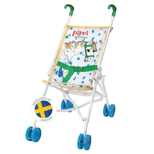 Pippi Langstrumpf Puppenwagen Buggy Stockwagen - Puppenwagen für Kinder, bunt und robust, ideal für kreative Rollenspiele ab 3 Jahren.