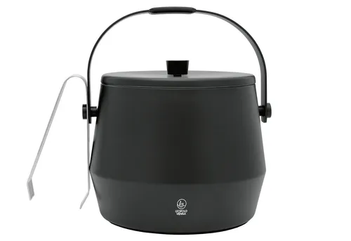 LEOPOLD Eiseimer - Bar & Cocktail - Doppelwandiger Eiskübel mit Deckel, hält Eis lange kalt und kommt mit praktischer Zange in mattschwarzem Edelstahl.