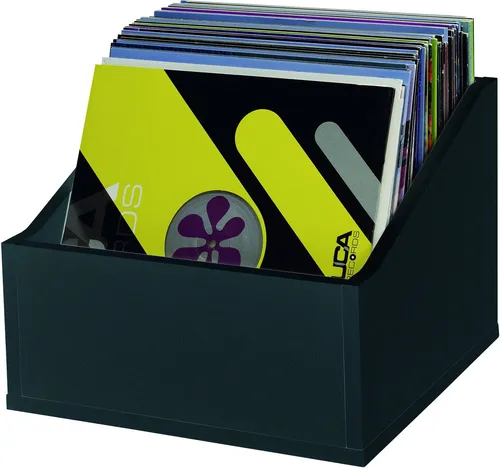 Glorious Record Box Advanced Black 110 - Zubehör für DJ's & VJ's, für bis zu 110 Platten im 12''-Format, bietet einfachen Zugriff durch abgeschrägte Seiten und passt perfekt zur Glorious Mix Station.