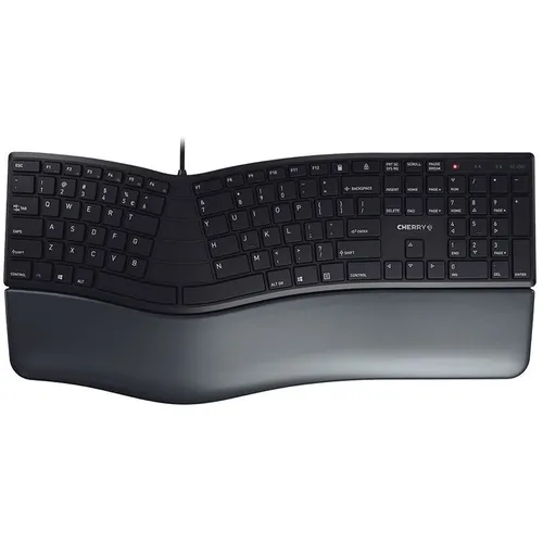 CHERRY KC 4500 ERGO Kabelgebundene Tastatur - Ergonomische Tastatur für professionelles Arbeiten, mit separatem Nummernblock und USB-Anschluss, ideal für PC und Notebook.