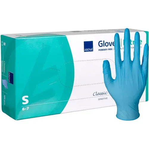 Nitrilhandschuhe Abena blau S Gr. 7, puderfreie, unsterile Nitrilhandschuhe, 100 Stück/Box 1999905272