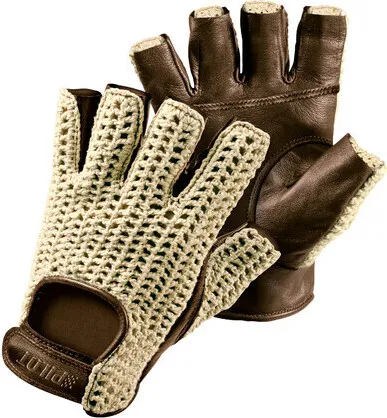PILOT Fahrhandschuhe halber Finger - M - Braun