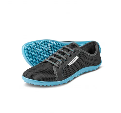 Leguano Aktiv anthrazit mit blauer Sohle - Barfußschuh - Minimalschuhe, Größe 34, ideal für ein natürliches Laufgefühl und optimale Fußgesundheit dank flexibler Sohle.
