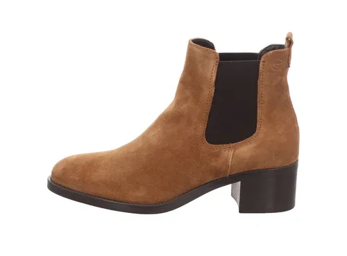 Tamaris Damen Chelsea Boots - Hochwertige Stiefeletten mit TOUCHit-Fußbett - Wanderschuhe mit TOUCHit-Fußbett für optimalen Komfort, ideal für Übergangssaison. Hochwertiges Cognac Suede und blockabsatz für stilvolle Eleganz.