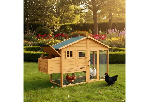 Hühnerstall LUXUS XXL mit Auslauf - Geflügel Stall Gehege mit 2 Ebenen aus hochwertigem Holz, ideal für Hühner, Enten und Kaninchen – bietet viel Platz und Sicherheit für Ihre Tiere.
