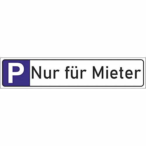 INDIGOS UG - Parkplatzschild Nur für Mieter 52x11 cm - Aluverbundplatte mit fester Beschriftung - für Wohnanlagen, Tiefgaragen, Innenhöfe oder Mietobjekte - witterungsfest und gut sichtbar