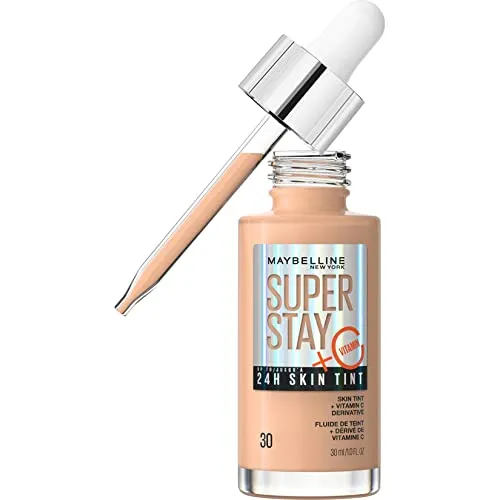 Maybelline New York Foundation, Langanhaltendes Make-Up mit Vitamin C, Vegane Formel, Super Stay Skin Tint, Nr. 30