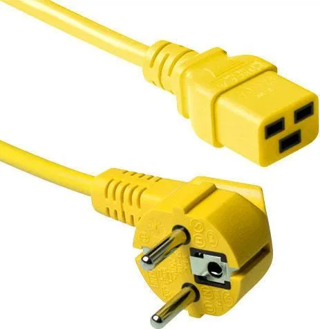 ACT Powercord mains connector CEE7/7 male (angled) in gelb von ACT