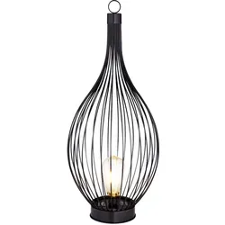 Solarleuchte Stehlampe Beistellleuchte Außenleuchte Terrassenlampe Balkon, IP44 Akku Metallstäbe gebogen schwarz amber, 1x LED warmweiß, DxH 25x57 cm