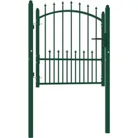 vidaXL Gartentor Zauntor mit Spitzen 100x100 cm - Zauntor aus pulverbeschichtetem Stahl in Grün, ideal für Sicherheit und Eleganz im Garten. Inklusive stabilen Pfosten, Scharnieren und Schließsystem.