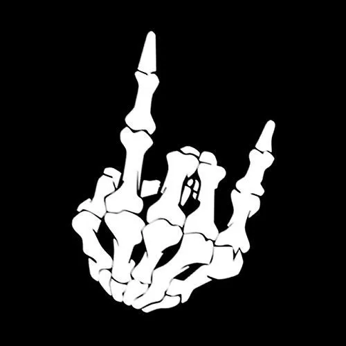 Autoaufkleber Sticker Tote Rock Hand Skelett Pommesgabel Motorrad Logo Weiß