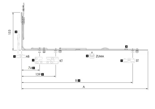 AUBI Kippverriegelung TS KV882-Z0V05 Drehkippfenster FFH 465-2300 FFB 920-1220 A