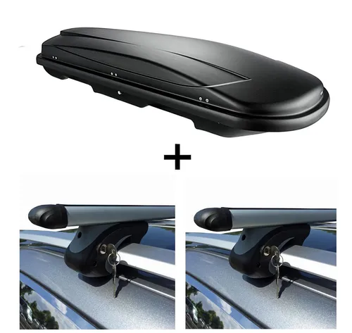 Skibox schwarz VDP JUXT 500 lit + Relingträger Alu für Chevrolet Trax SUV ab 13