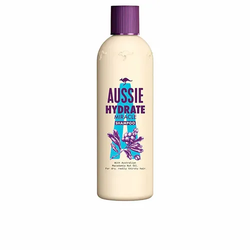 Aussie Haarshampoo Miracle Hydratation 300ml - Feuchtigkeitsspendendes Shampoo für trockenes Haar, enthält Hydrolyzed Collagen und Weizenprotein für geschmeidige, glänzende Locken.