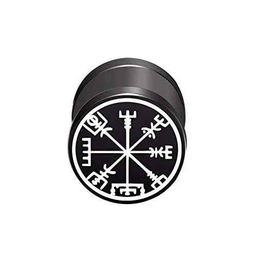 BlackAmazement 316L Edelstahl Fake Plug Piercing Ohrstecker Wikinger Odins Runen Kreis Kelten Symbol 10mm schwarz Herren Damen