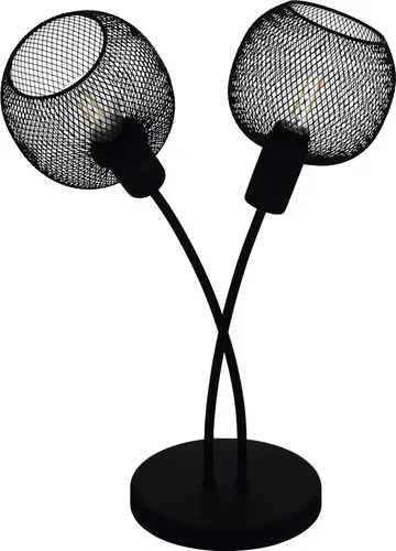 EGLO Tischlampe Wrington 1 - Vintage Industrial Nachttischlampe - Stilvolle 1-flammige Tischlampe aus schwarzem Stahl, ideal für Vintage und Industrial Einrichtungsstile. Faszinierendes Lichtspiel durch Drahtgeflecht-Schirme und praktischer Schalter am Kabel.