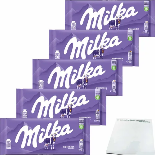 Milka Alpenmilch Vollmilch Schokolade 5er Pack 5x90g Tafel usy Block