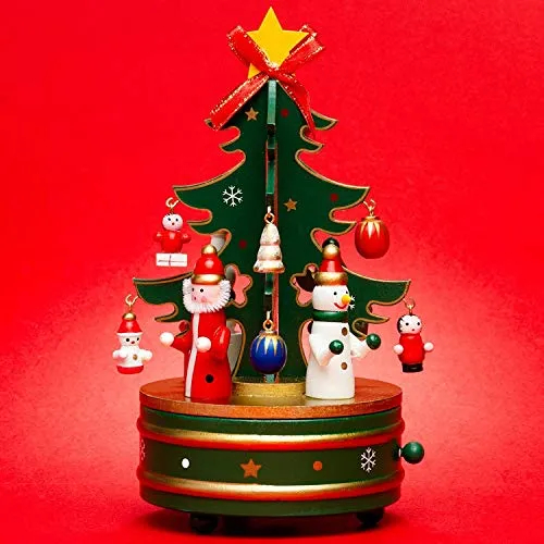 SIKORA Dekoobjekt SD03 Spieldose aus Holz mit Tannenbaum Musik Stille Nacht