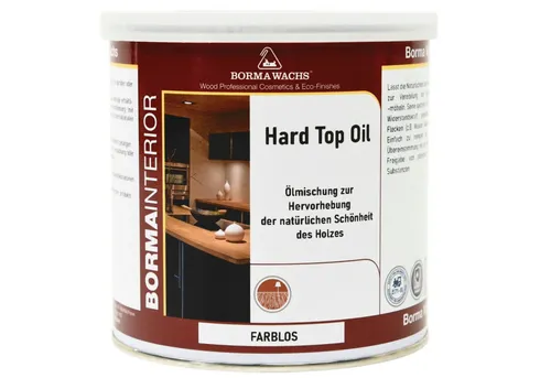 BORMA Holzöl HARD TOP OIL seidenmatt - 750ml, Wachsfreies Holzöl für Innen - Seidenmattes Holzöl für den Innenbereich, ideal für die Verarbeitung durch Rollen oder Sprühen. Ergiebig und schnell trocknend, perfekt für eine ansprechende Holzoberfläche.