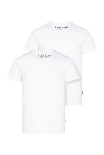 Camp David Herren Basic T-Shirt V-Neck 2er-Pack Opticwhite L
