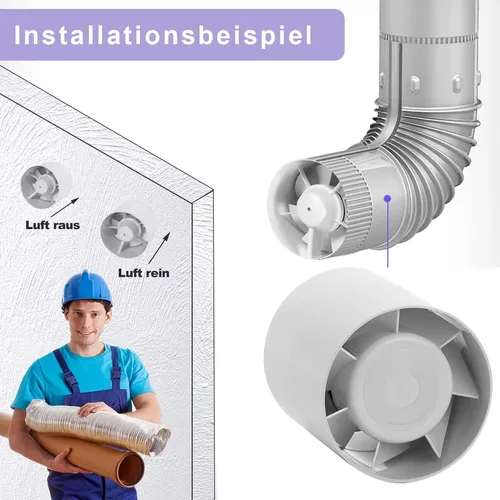 Rohrventilator Upmann Rohreinschubventilator Ø 100 mm - Abluftlüfter & Rohrventilatoren mit leisen Betrieb, ideal zum Absaugen und Belüften in Bad oder Küche. Kompakte Bauweise mit nur 100 mm Durchmesser und 12 W Leistung.