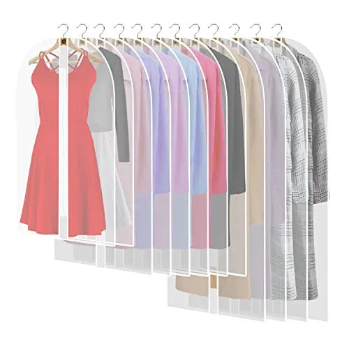 Stück Kleiderhüllen mit Reißverschluss, staubdicht, wasserdicht, wasserdicht, staubdicht, transparente Schutzhüllen für Hemden, Anzüge, Mäntel, Clothes, Covers Kleidertasche (weiß) 12