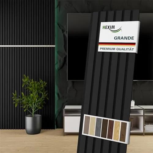 HEXIM Akustikpaneele Holz 140x30cm Grande in schwarz von HEXIM