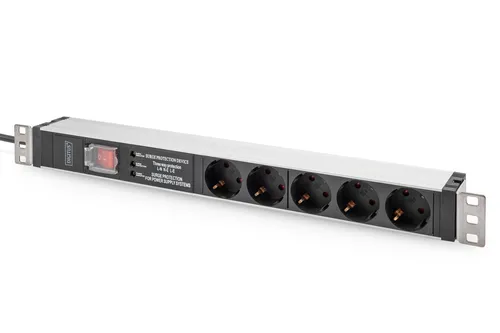Digitus DN-95433 19 Zoll Netzwerkschrank-Steckdosenleiste - Steckdosen & Zubehör, platzsparende 1HE Montage im 19