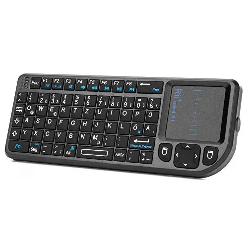 Rii X1 Mini Tastatur Wireless - Tastaturen & Keypads mit 3-in-1-Design: kabellose Tastatur und Touchpad in einem, ideal für Smart TVs und PCs, mit 10m Reichweite und deutschem Layout.