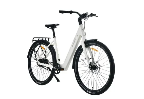 VECOCRAFT E-Bike Cityrad LUNA 2.0 - E-Bike für Alltag und Ausflüge mit 360Wh Akku für bis zu 100 km Reichweite, bürstenlosem Heckmotor und komfortablem Riemenantrieb in stylischem Sandgelb.