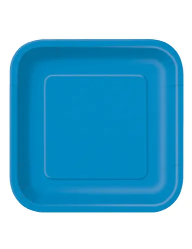 große quadratische Pappteller blau 22,2 cm 14
