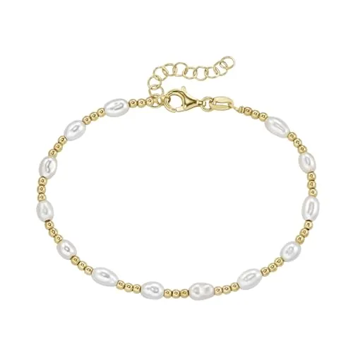 Smart Jewel Armband mit Süßwasser-Perlen und Silber 925 - Elegantes Damenarmband aus 925 Sterling Silber, geschmückt mit weißen Süßwasser-Zuchtperlen und einer praktischen Regulationskette für perfekten Sitz.