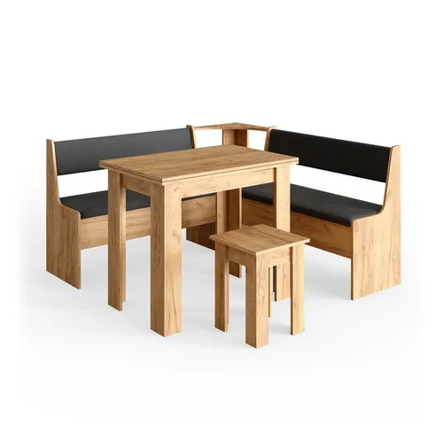 Vicco Eckbankgruppe Roman, Goldkraft Eiche/Anthrazit, 150 x 150 cm - Bänke & Eckbankgruppen – Stilvolle Eckbankgruppe für gemütliche Esszimmeratmosphäre, inklusive pflegeleichtem Tisch und bequemer Bank.