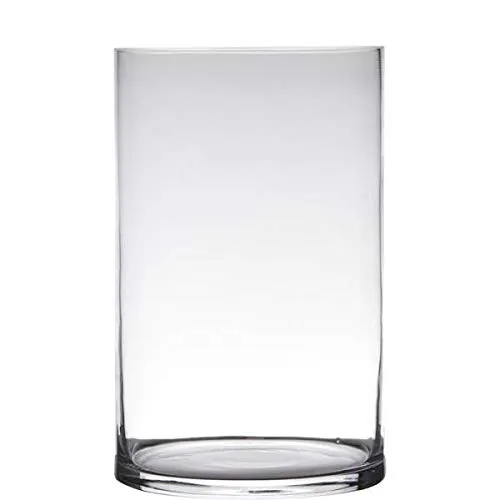 Dekoglas, Vase Zylinder Cold Cut H. 30cm D. 19cm transparent rund Glas Hakbijl