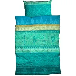 CASATEX Bettwäsche Indi, Satin, 2-teilig, romantisch und orientalisch - Bettwäsche-Set in smaragdgrün, aus weichem Satin, ideal für romantische Schlafzimmer. OEKO-TEX® zertifiziert und pflegeleicht bei 60°C.
