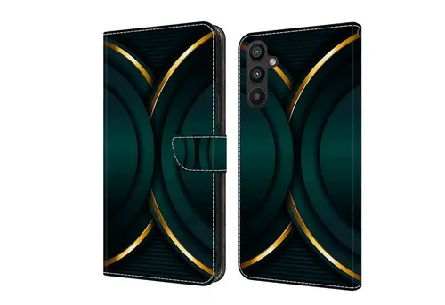 CLM-Tech Handytasche für Samsung Galaxy A26 5G Hülle aus PU-Leder Klapphülle (goldener Rand Kontur, Handyhülle mit Standfunktion - Wallet Flip Case inklusive Kartenfächer), Cover mit Magnetverschluss Samsung Galaxy A26 5G Schutzhülle