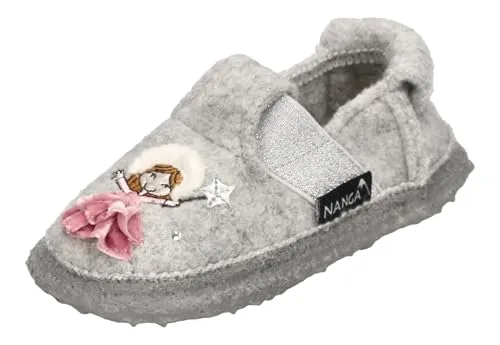 Nanga Ice Princess Hausschuh EUR 23 - Hausschuhe für Kinder aus 100% natürlichen Materialien, mit rutschfester Naturkautschuksohle und elastischen Einsätzen für einfaches Anziehen. Ideal für warme Füße und höchsten Komfort zu Hause oder in der Kita.