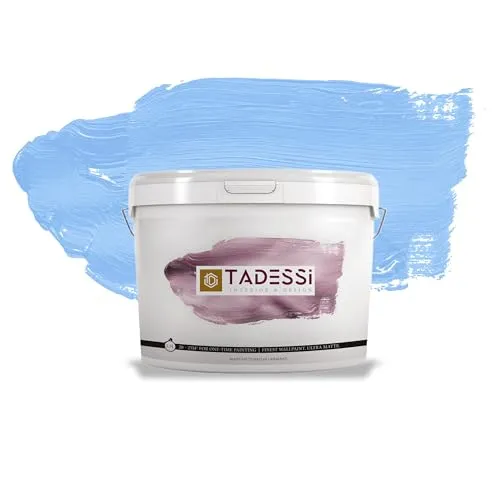 Tadessi Wandfarbe Pastellblau Kornblumenblau 5 l - Hochwertige Wandfarbe in Kornblumenblau für ein modernes, mattes Finish. Ideal für verschiedene Untergründe, spritzarm und einfach aufzutragen. Perfekt für anspruchsvolle Räume mit hoher Deckkraft.