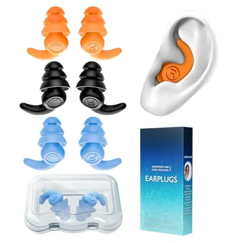 Schwimm Ohrstöpsel für Erwachsene, 3 Paar Wasserdichte Wiederverwendbare Weich Silikon Ohrstöpsel Ohrschutz zum Duschen Schwimmen Surfen Schnorcheln und andere Wassersportarten