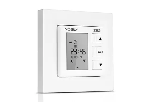 Nobily Zeitschaltuhr ZS2 mit Astro-Funktion - Zeitschaltuhr für Rolladenantriebe mit Astro-Funktion und mechanischer Einstellung, ideal für eine automatisierte und energiesparende Steuerung in trockenen Wohnräumen.