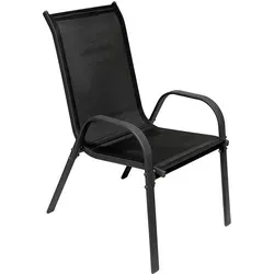 Eleganter Outdoorstuhl aus Metall in Anthrazit mit Textilen Bezug - Gartenstuhl aus pulverbeschichtetem Stahl, wetterbeständig und stapelbar für platzsparende Lagerung. Ideal für entspannte Stunden im Freien.