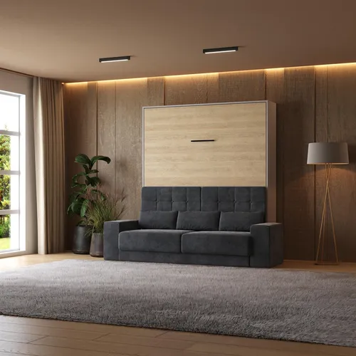SMARTBett Schrankbett mit Weiß Sofa M1 160x200 Vertikal