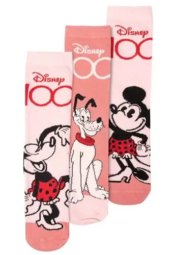 Disney Minnie Mouse Socken für Damen - Sneaker Frauen Strümpfe Rosa (3er Pack) (DE/NL/SE/PL, Numerisch, 39, 42, Regular, Regular, Rosa)