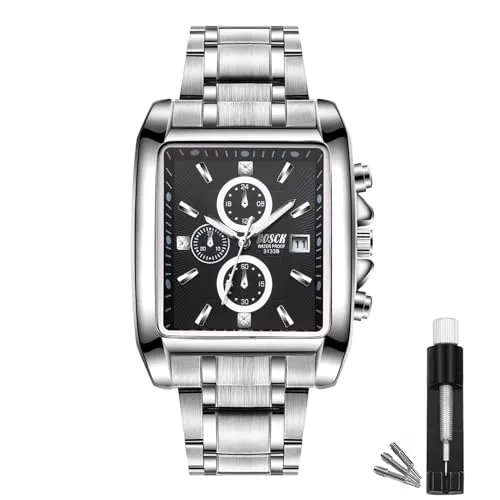 BOSCK Uhren für Männer (ohne Chronograph), Herren Armbanduhr Analog 42mm, leicht ablesbare Edelstahl Business Uhr, klassische Luxus Herren Armbanduhr, wasserdicht bis 30 Meter.
