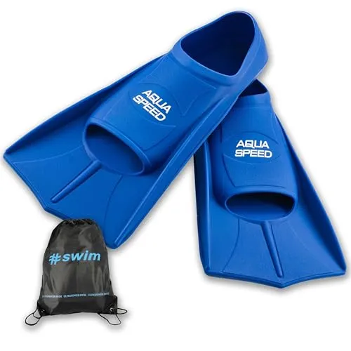 Aqua Speed Kurze Trainingsflossen I Damen Herren I weiche Schwimmflossen Profi I leichte Kurzflossen für Mädchen Jungen I Swim Flossen I Sport I Training I + Ultrapower Rucksack I blauI11; Gr. 39I40
