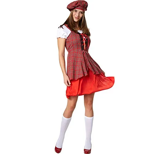 dressforfun 900422 - Damenkostüm Jugendliche Schottin, Kurzkleid aus Webkaro inkl. Kniestrümpfen und Mütze (XXL | Nr. 302074)