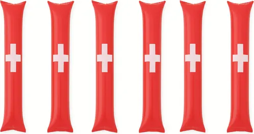 Fanartikel Klatschstangen 6 Stück Ausblasbar ca. 58 cm Jubelstäbe Lärmstäbe Schweiz