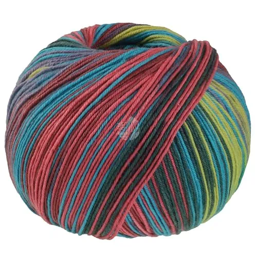 LANA GROSSA Meilenweit Seta Asia | Hochwertiges Sockengarn mit Seide | Handstrickgarn aus 55% Schurwolle (Merino), 25% Polyamid & 20% Seidenanteil | 100g Wolle zum Stricken & Häkeln, 420m Garn FB 3180