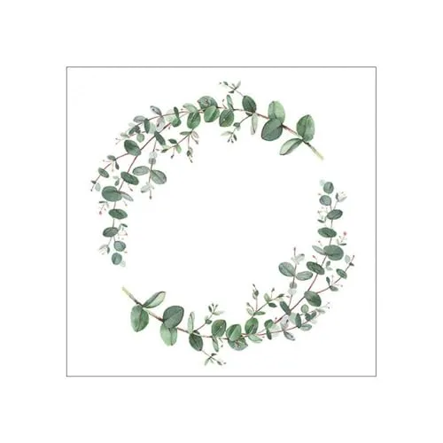Ambiente Serviette Lunch 33x33cm Motiv: Eucalyptus Branch White - Eucalyptusring weiß 20 Stück pro Packung