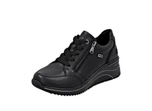 Keilsneaker REMONTE Damen Gr. 38 schwarz - Sportliche Keilsneaker aus Leder und Lederimitat mit Rieker TEX-Membran für optimalen Wetterschutz. Ideal für Freizeit und Alltag, mit komfortablem Keilabsatz von 5 cm.